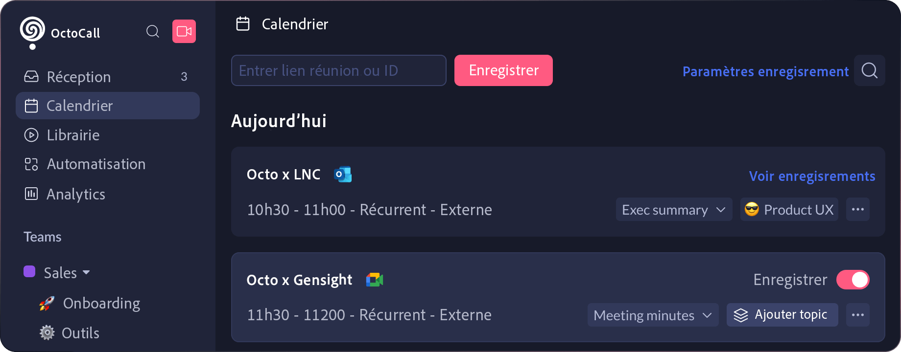 Enregistrement de réunions